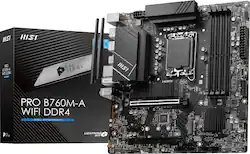 MSI - PRO B760M-A WIFI DDR4 (Socket LGA 1700) Intel B760 mATX DDR4 Wi-Fi 6E Motherboard - Black - Front_Zoom