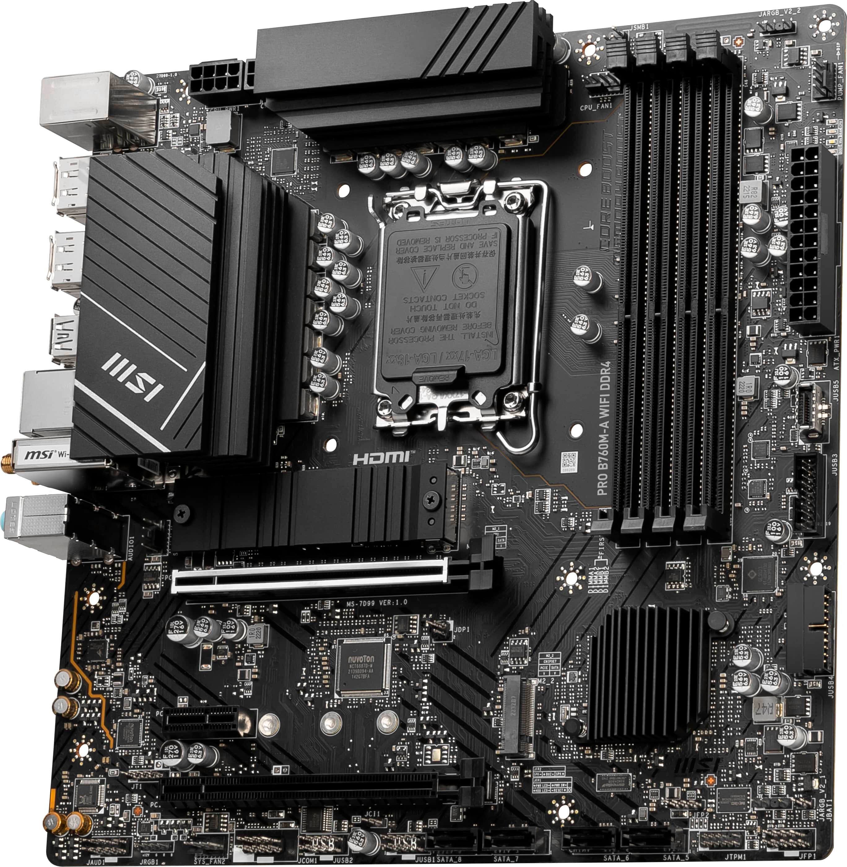 Alt View 13. MSI - PRO B760M-A WIFI DDR4 (Socket LGA 1700) Intel B760 ATX DDR4 Wi-Fi 6E Motherboard - Black.