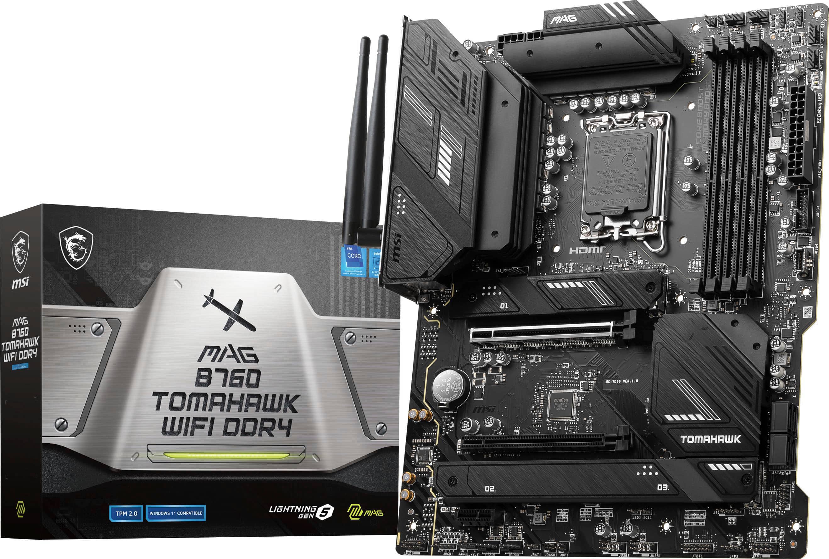 MSI - MAG B760 TOMAHAWK WIFI DDR4 (Socket LGA 1700) Intel B760 ATX DDR4 Wi-Fi 6E Motherboard - Black - Front_Zoom
