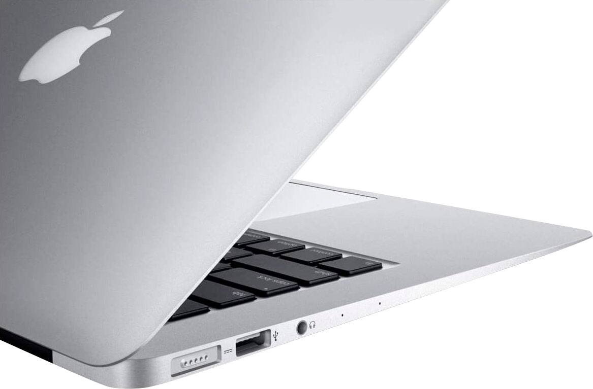 Left. Apple - Geek Squad Certified Refurbished MacBook Air®  - 13.3" Display - Intel Core i5 - 8GB Memory - 128GB Flash Storage - Silver.