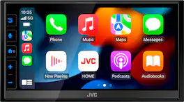 JVC - 6.8" Wireless Android Auto, Apple CarPlay Bluetooth Digital Media (DM) Receiver with Variable Color and SiriusXM Ready - Black