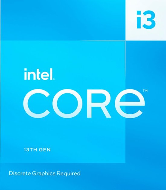 Front Zoom. Intel - Core i3-13100F 13th Gen 4-Core 12MB Cache, 3.4 to 4.5 GHz Desktop Processor - Grey/Black/Gold.