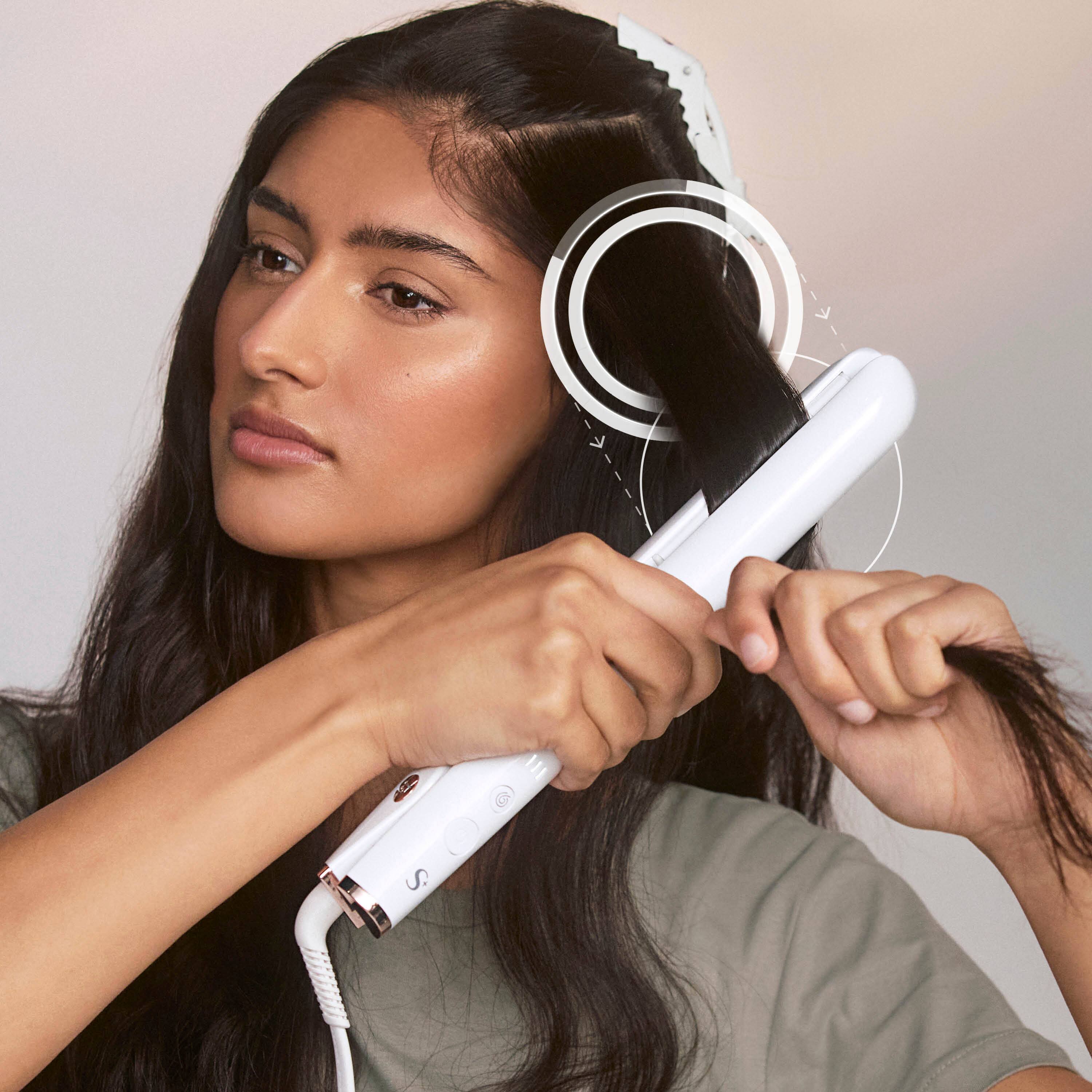 Alt View 14. T3 - SinglePass StyleMax Professional 1" Flat Iron with Custom Heat Automation - White & Rose Gold.