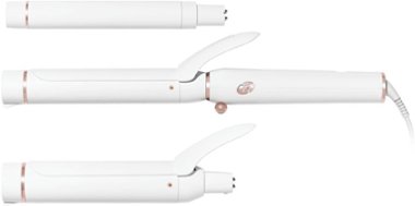 T3 - Switch Kit Wave Trio Styling Iron with Three Interchangeable Barrels - White & Rose Gold - Angle_Zoom