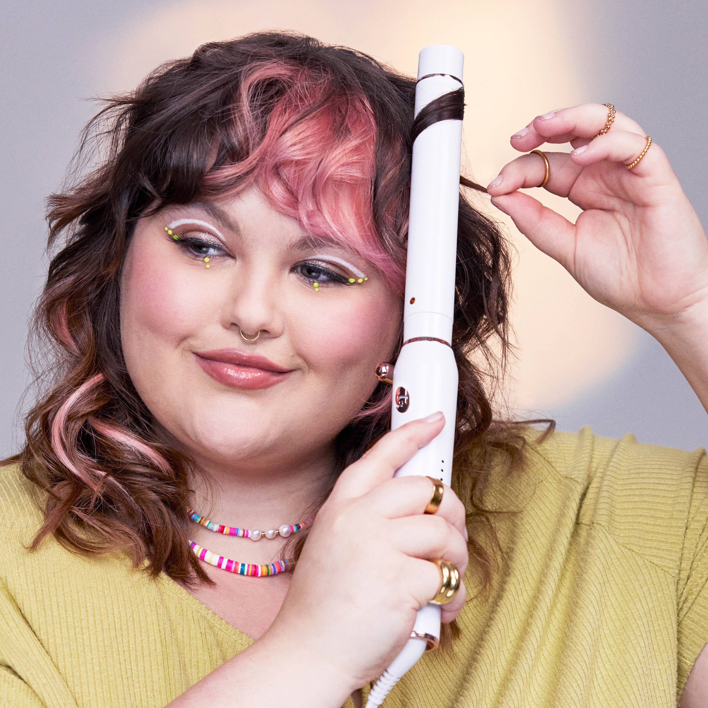 Left. T3 - Switch Kit Wave Trio Interchangeable Curling Iron - White & Rose Gold.