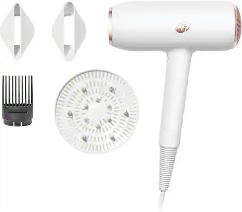 Front. T3 - Featherweight StyleMax Professional Hair Dryer - White & Rose Gold.