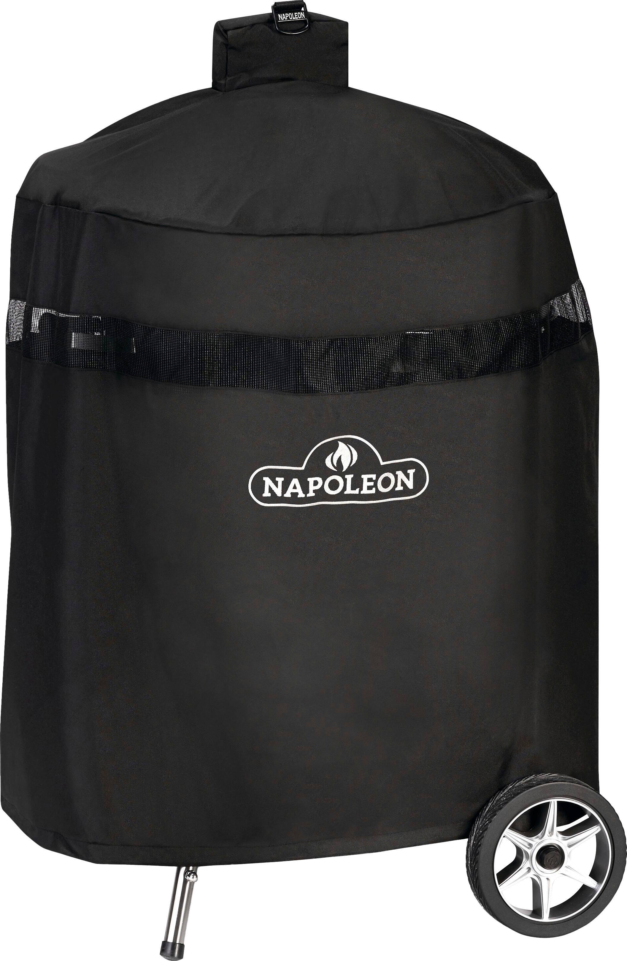 Left. Napoleon - 22" Charcoal Kettle Grill with Legs Premium Cover - Black.