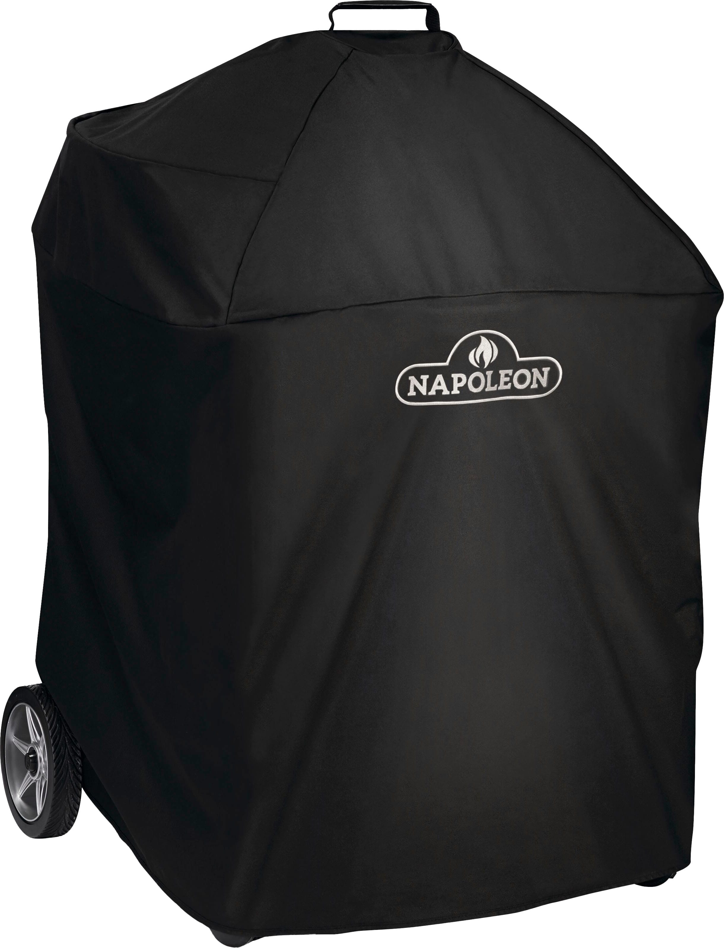 Left. Napoleon - 22" Charcoal Kettle Grill with Cart Premium Cover - Black.