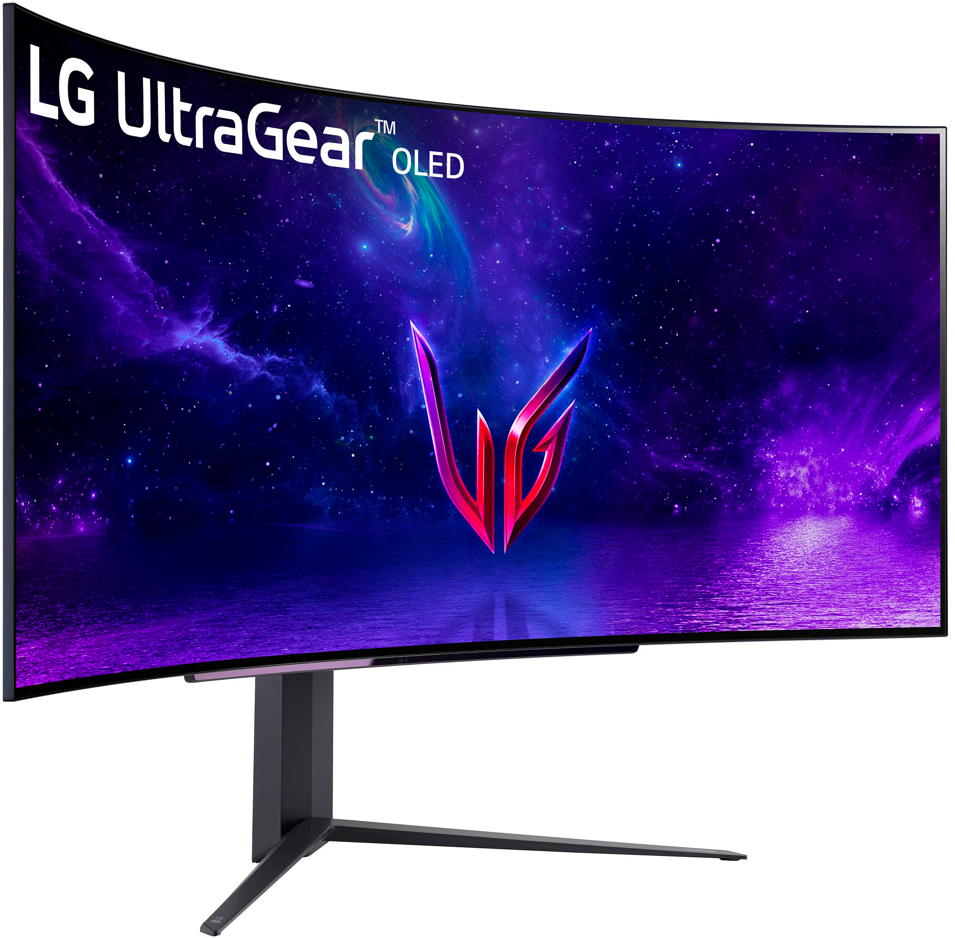 Back View: LG - UltraGear 45” OLED Curved WQHD 240Hz 0.03ms FreeSync and NVIDIA G-Sync Compatible Gaming Monitor with HDR10 - Black