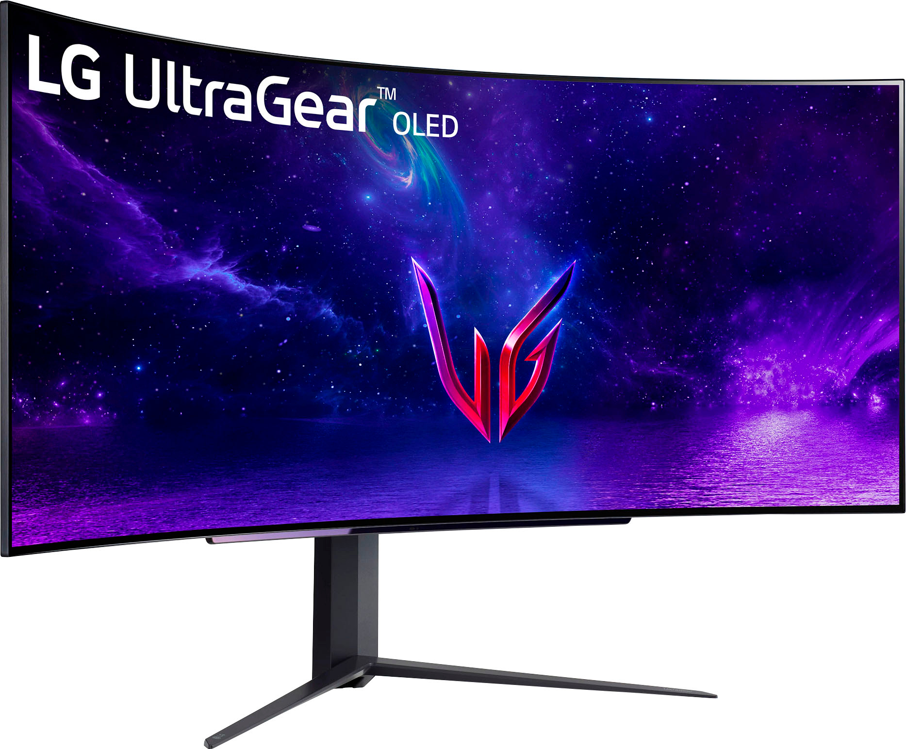 Angle View: LG - UltraGear 45” OLED Curved WQHD 240Hz 0.03ms FreeSync and NVIDIA G-Sync Compatible Gaming Monitor with HDR10 - Black