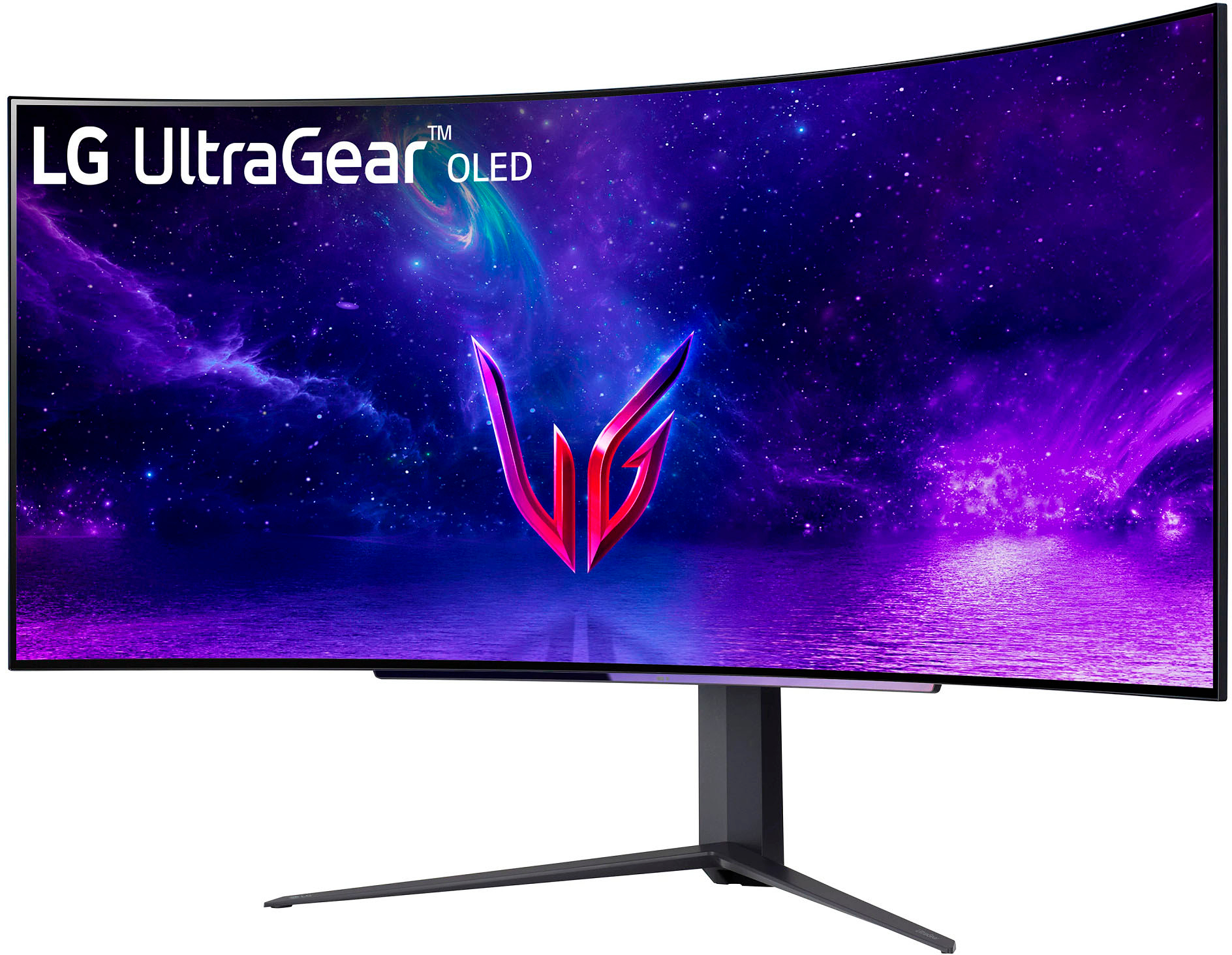 Left View: LG - UltraGear 45” OLED Curved WQHD 240Hz 0.03ms FreeSync and NVIDIA G-Sync Compatible Gaming Monitor with HDR10 - Black