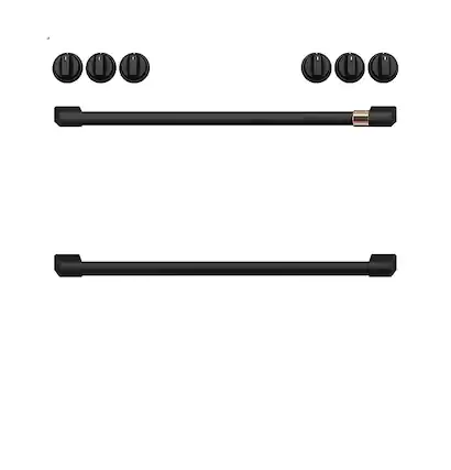 Front. Café - Handle and Knob Set for Café Front Control Gas Range - Flat Black.
