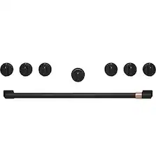 Front. Café - Handle and Knob Set for 36" Pro Range and Rangetop - Flat Black.
