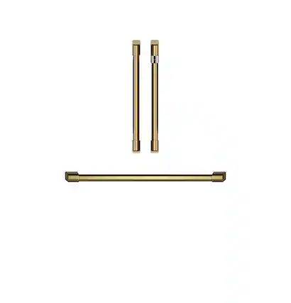 Front. Café - Handle and Knob kit for Café Wall Ovens - Brushed Brass.