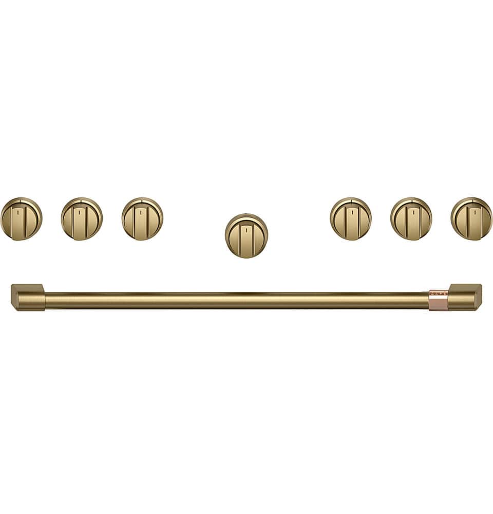 Handle and Knob Kit for Café Range and Cooktops - Brushed Brass - Front_Zoom