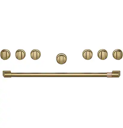 Front. Café - Handle and Knob Kit for Café Range and Cooktops - Brushed Brass.