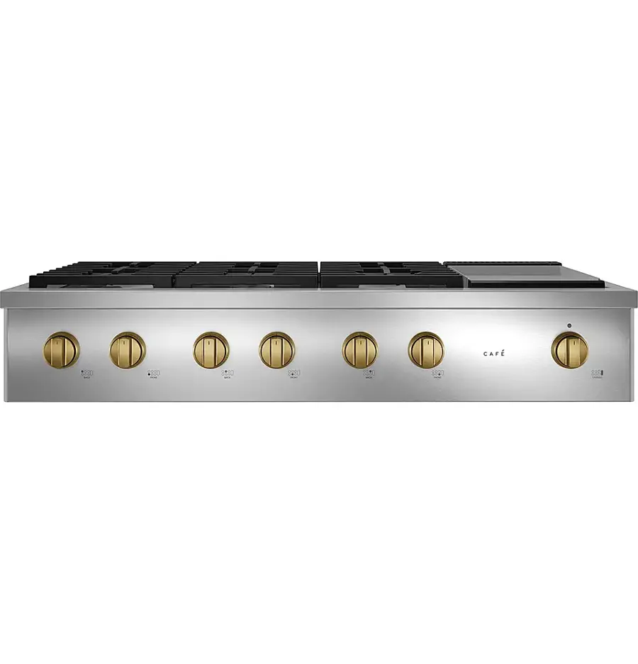 Alt View 13. Café - Handle and Knob Kit for Café Range and Cooktops - Brushed Brass.