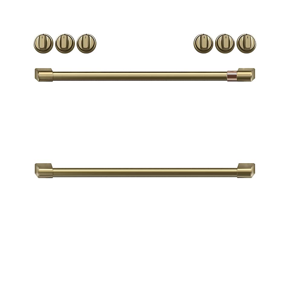 Café - Handle and Knob Set for Front Control Gas Range - Brushed Brass - Front_Zoom