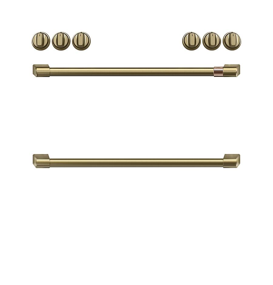 Gas Handle Set Café Handle and Knob Set for Front Control Gas Range Brushed Brass ...
