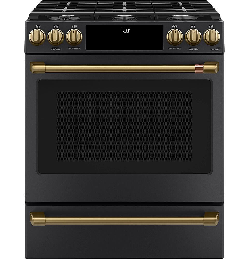 Alt View 14. Café - Handle and Knob Set for Front Control Gas Range - Brushed Brass.