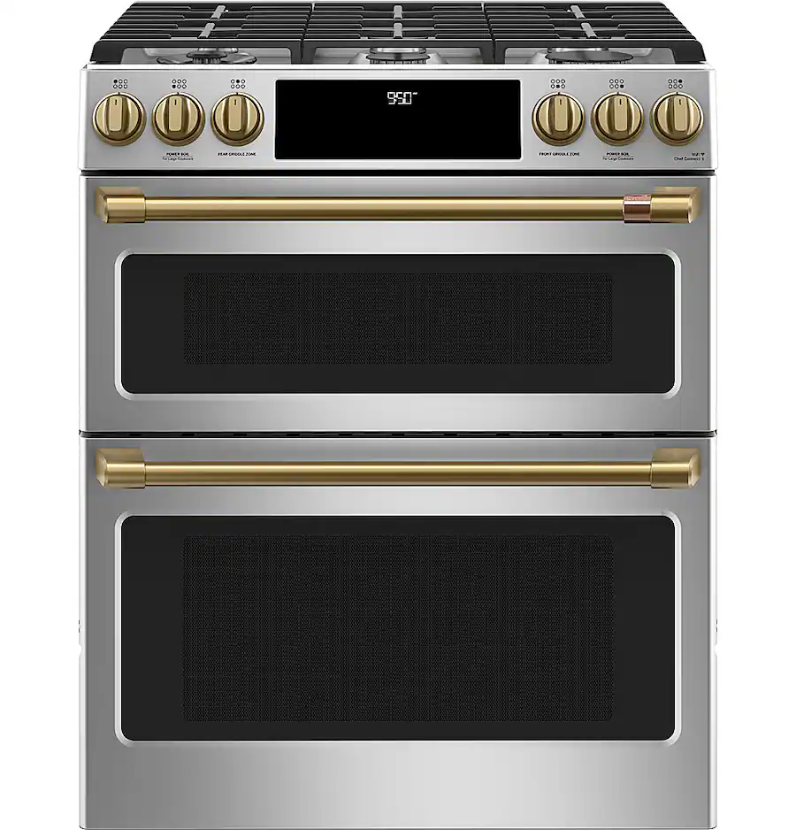 Gas Handle Set Café Handle and Knob Set for Front Control Gas Range Brushed Brass ...