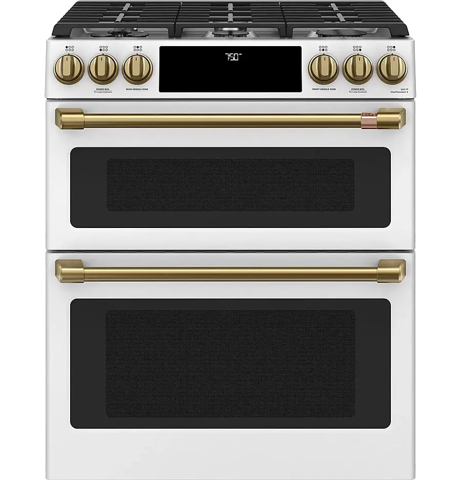 Alt View 16. Café - Handle and Knob Set for Front Control Gas Range - Brushed Brass.
