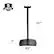 The image features a black metal stand with a 5-year limited warranty. The stand is 25.7 inches (65.5 cm) tall and has a base that measures 11 inches (27.69 cm) in diameter. The stand is also described as being 10.9 inches (25.79 cm) tall.