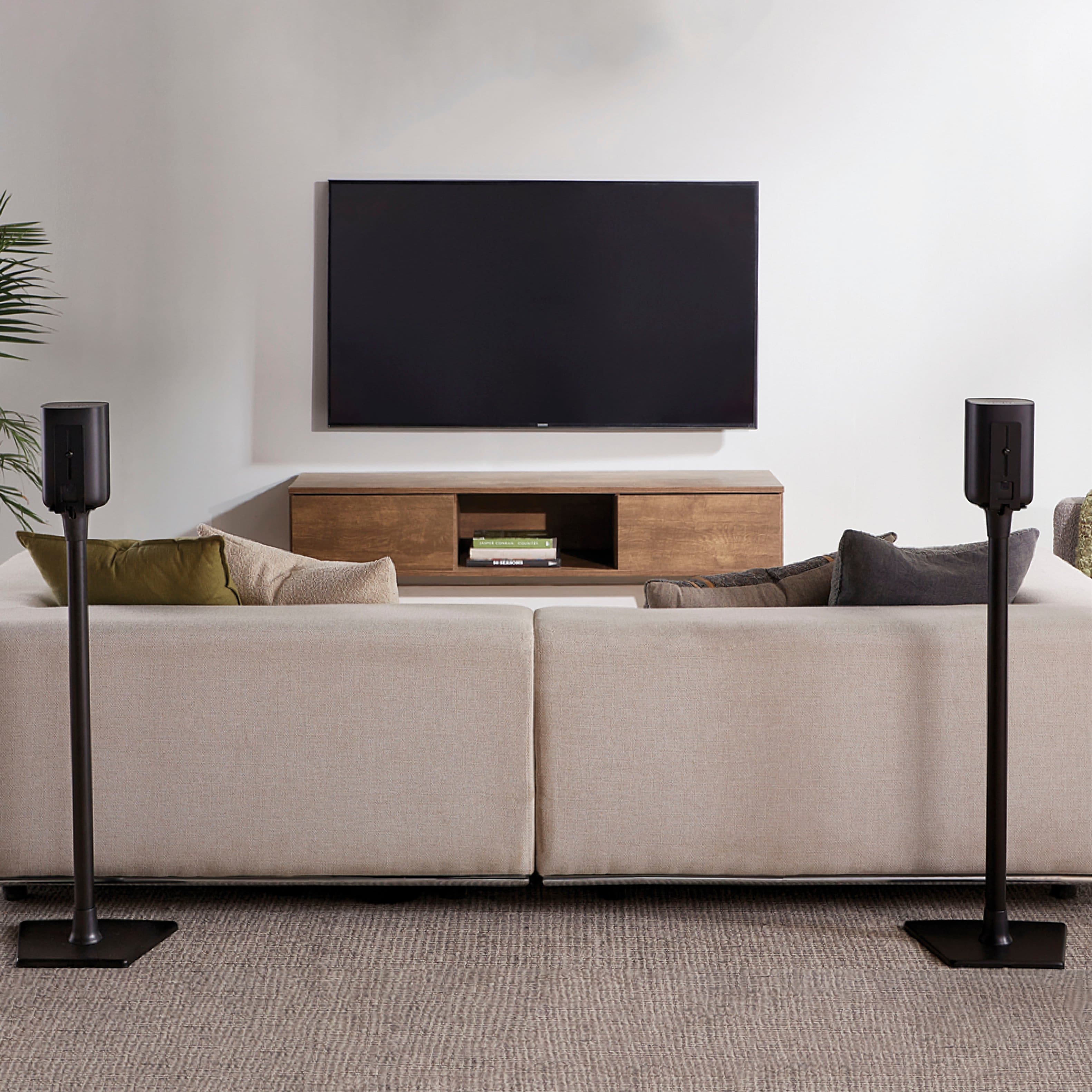 Alt View 11. Sanus - Universal Speaker Stands for Speakers up to 10 lbs - Built in Cable Management - Sold in Pairs - Black.