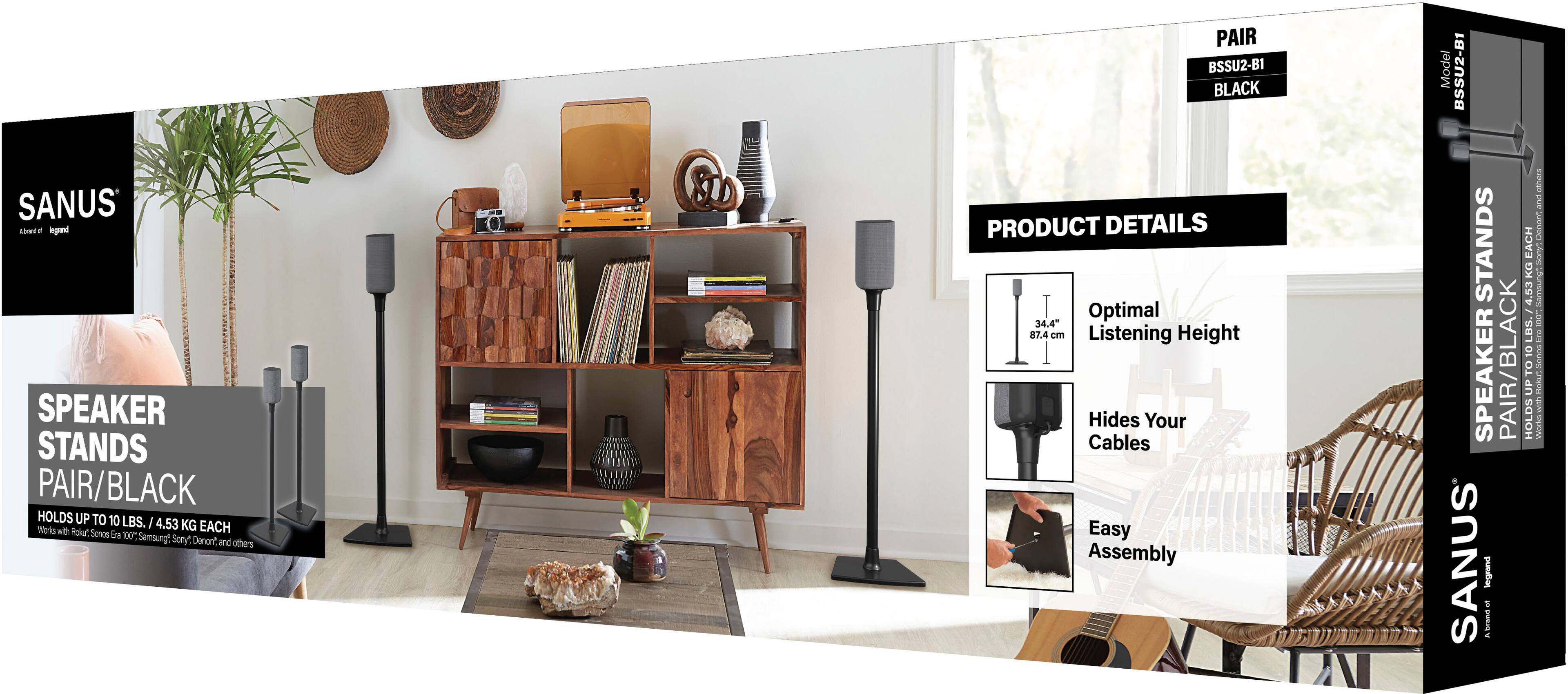 Alt View 13. Sanus - Universal Speaker Stands for Speakers up to 10 lbs  - Built in Cable Management - Sold in Pairs - Black.