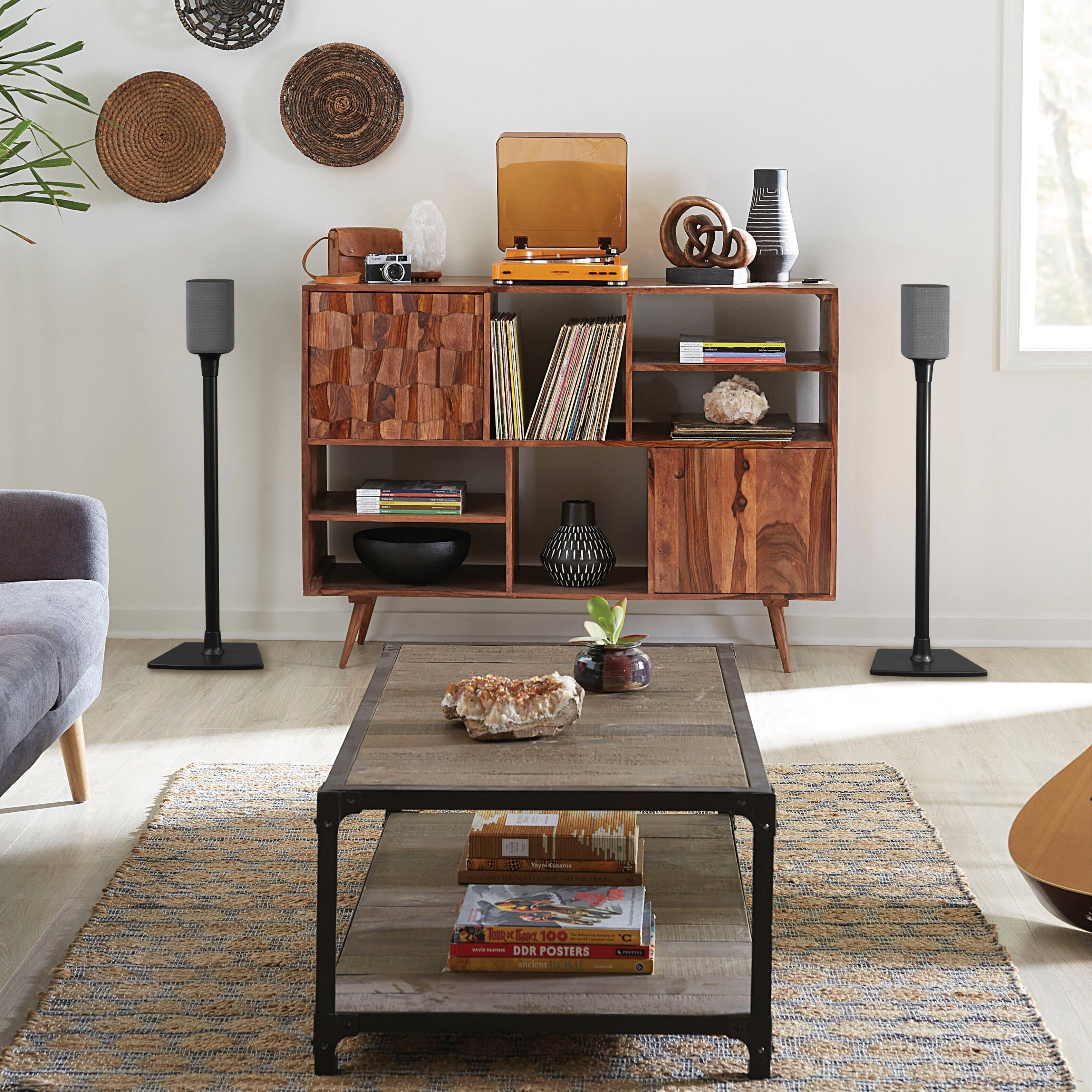 Left. Sanus - Universal Speaker Stands for Speakers up to 10 lbs  - Built in Cable Management - Sold in Pairs - Black.