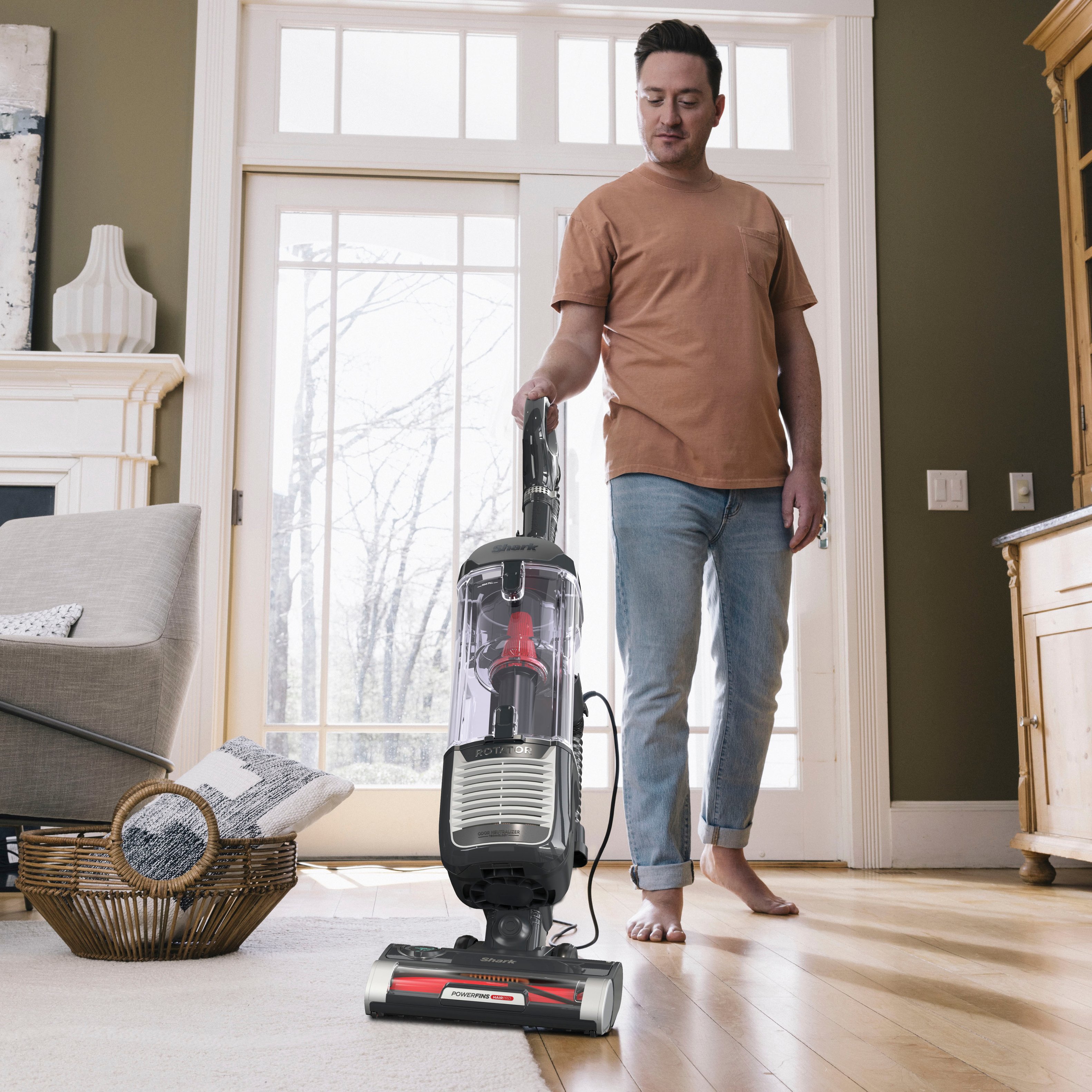 Angle View: Shark - Rotator with PowerFins HairPro and Odor Neutralizer Technology Upright Vacuum - Charcoal