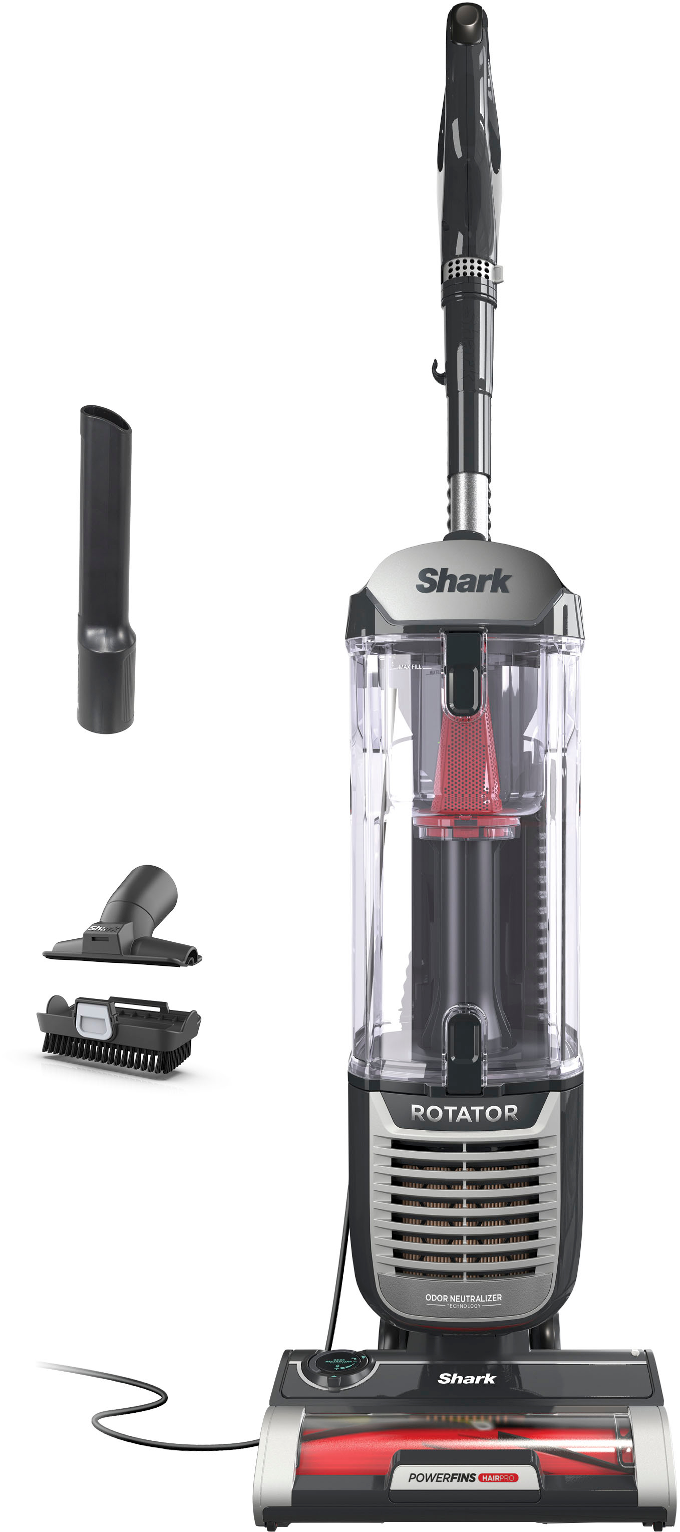 Shark ZU102 Rotator Pet Upright Vacuum with PowerFins HairPro & Odor Neutralizer Technology, Charcoal, 2.9 L Dust Cup