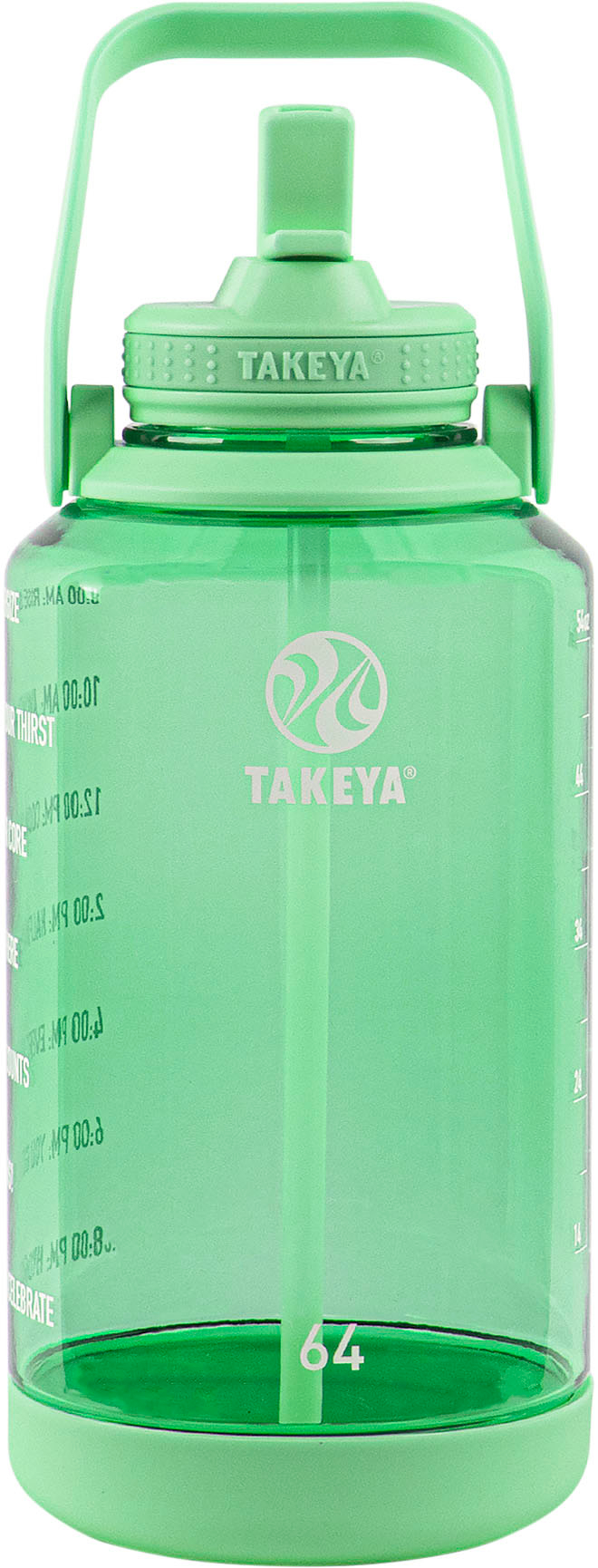 Takeya Tritan Motivational 64 oz. Water Bottle with Straw Lid, Pistachio Green