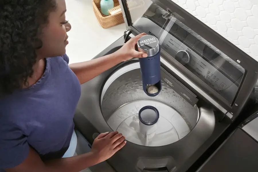 Alt View 14. Maytag - 4.7 Cu. Ft. High Efficiency Top Load Washer with Pet Pro System - Volcano Black.