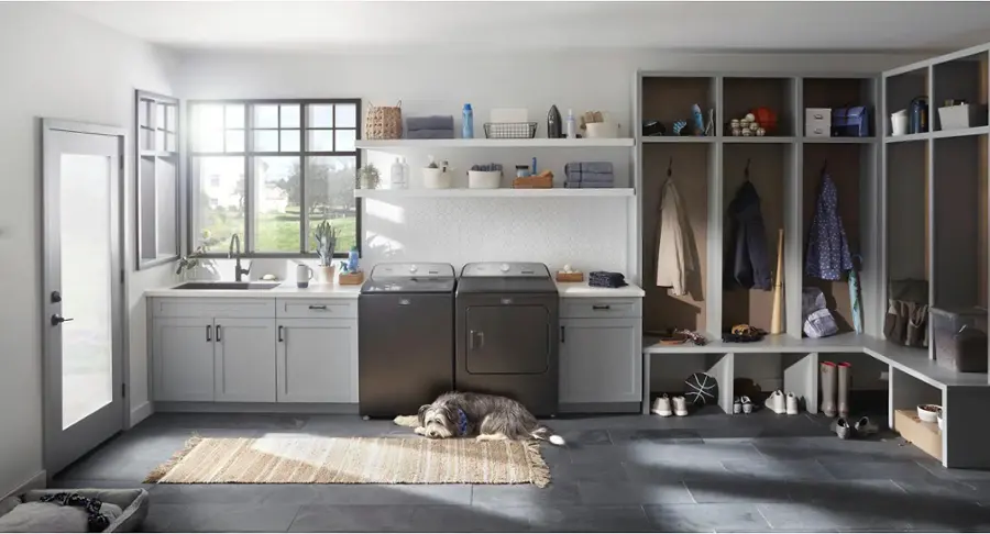 Alt View 16. Maytag - 4.7 Cu. Ft. High Efficiency Top Load Washer with Pet Pro System - Volcano Black.