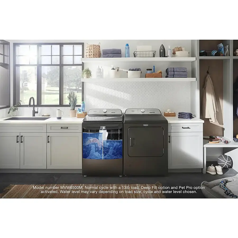 Alt View 24. Maytag - 4.7 Cu. Ft. High Efficiency Top Load Washer with Pet Pro System - Volcano Black.