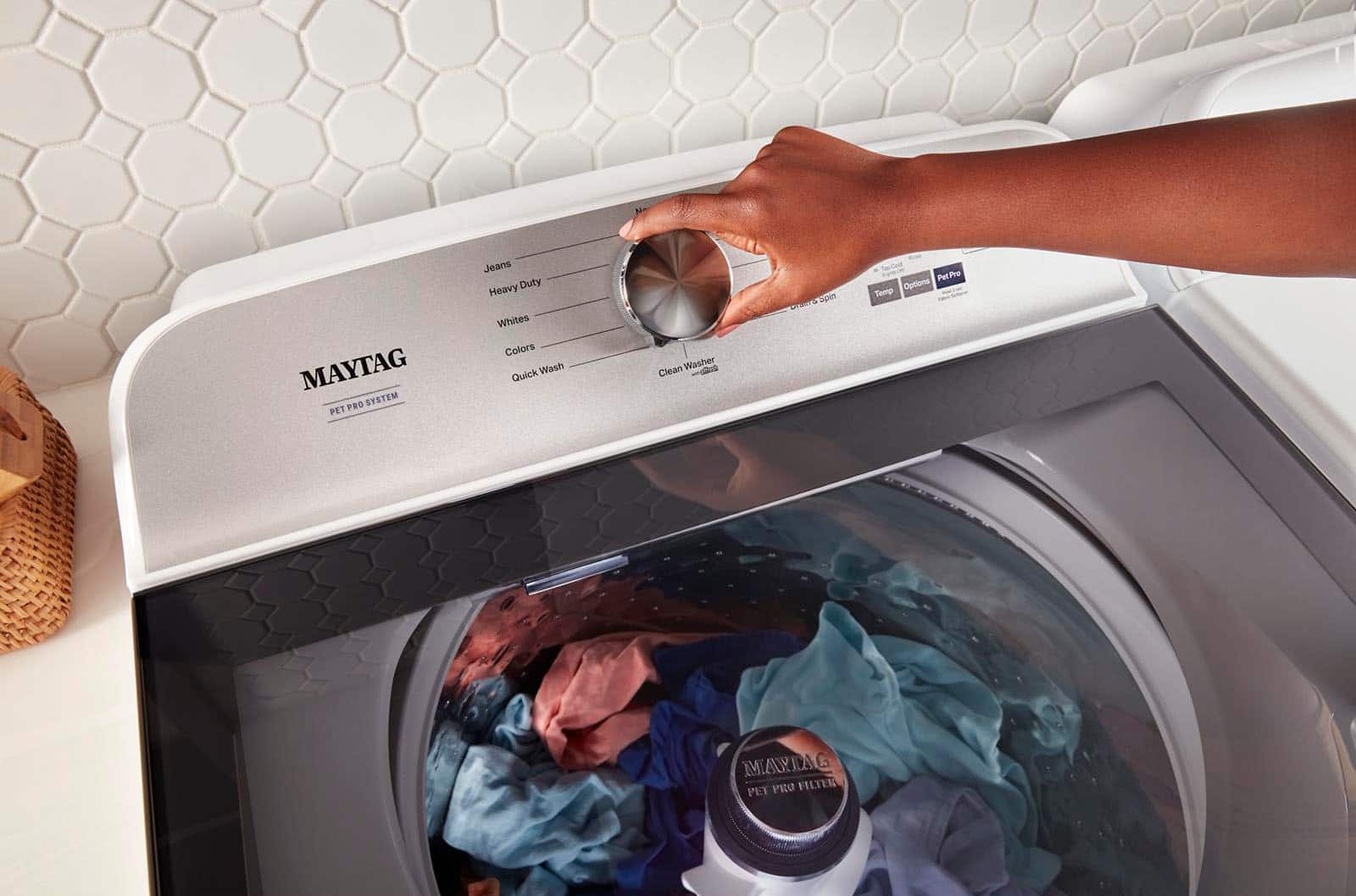 Alt View 12. Maytag - 4.7 Cu. Ft. High Efficiency Top Load Washer with Pet Pro System - White.