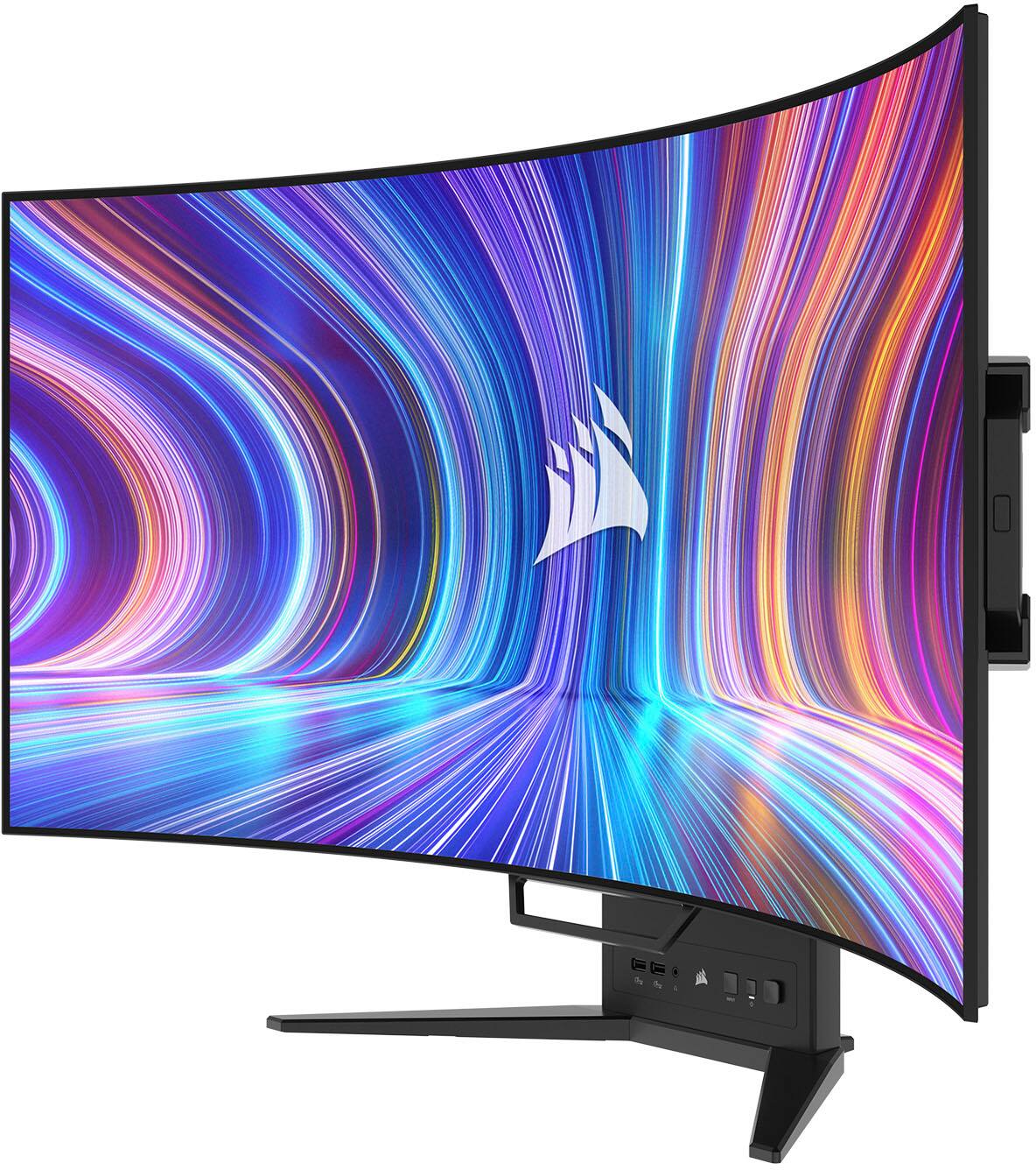 Angle. CORSAIR - Xeneon Flex 45” OLED Bendable QHD 240Hz 0.03ms FreeSync and G-SYNC Compatible Monitor with HDR10 (HDMI, DisplayPort) - Black.