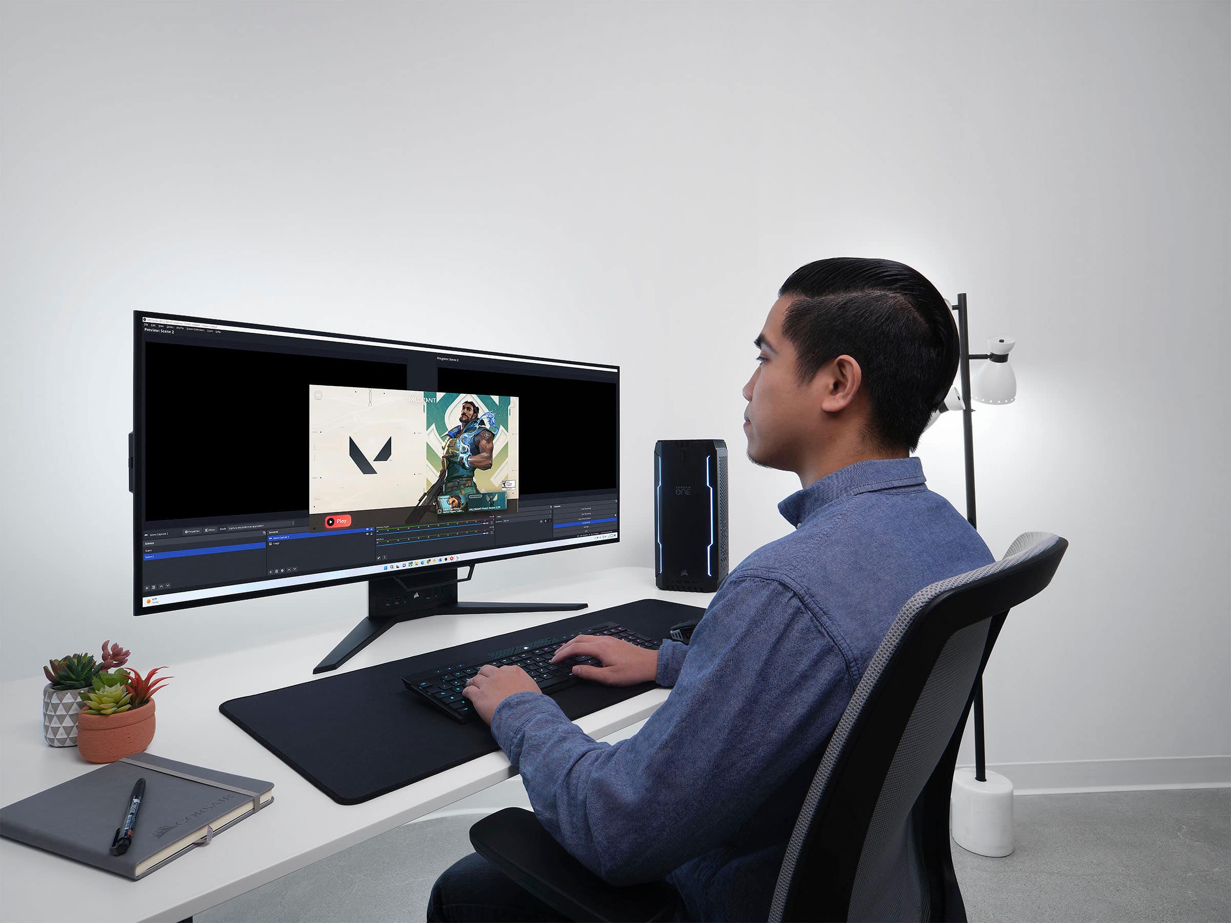 Alt View 28. CORSAIR - Xeneon Flex 45” OLED Bendable QHD 240Hz 0.03ms FreeSync and G-SYNC Compatible Monitor with HDR10 (HDMI, DisplayPort) - Black.