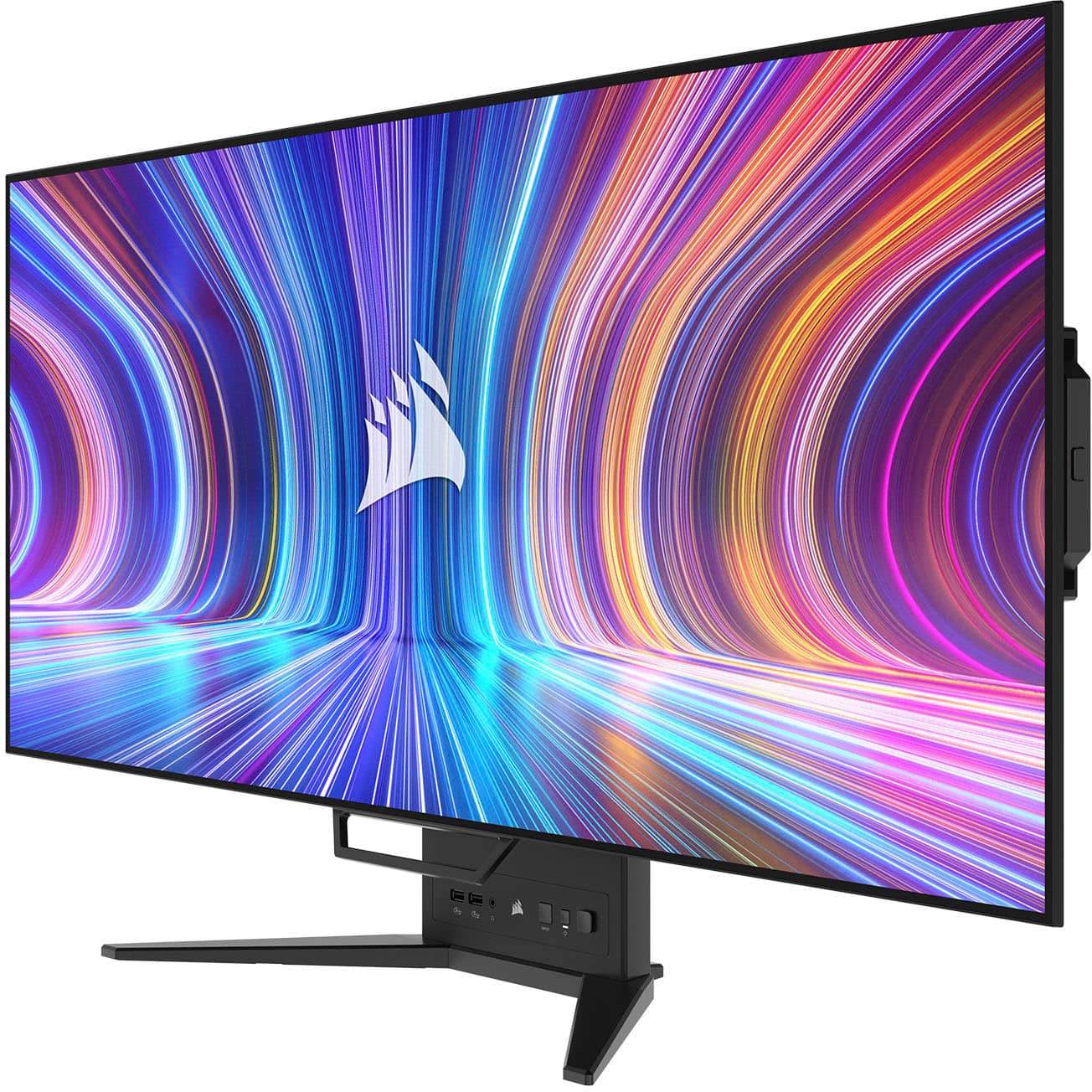 Left. CORSAIR - Xeneon Flex 45” OLED Bendable QHD 240Hz 0.03ms FreeSync and G-SYNC Compatible Monitor with HDR10 (HDMI, DisplayPort) - Black.