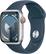 Front. Apple - Apple Watch Series 9 (GPS + Cellular) 41mm Silver Aluminum Case with Winter Blue Sport Loop with Blood Oxygen - Silver.