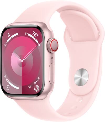 Apple Watch Series 9 (GPS + Cellular) 41mm Pink Aluminum Case with Apple Watch Series 9 (GPS + Cellular) 41mm Pink Aluminum Case with