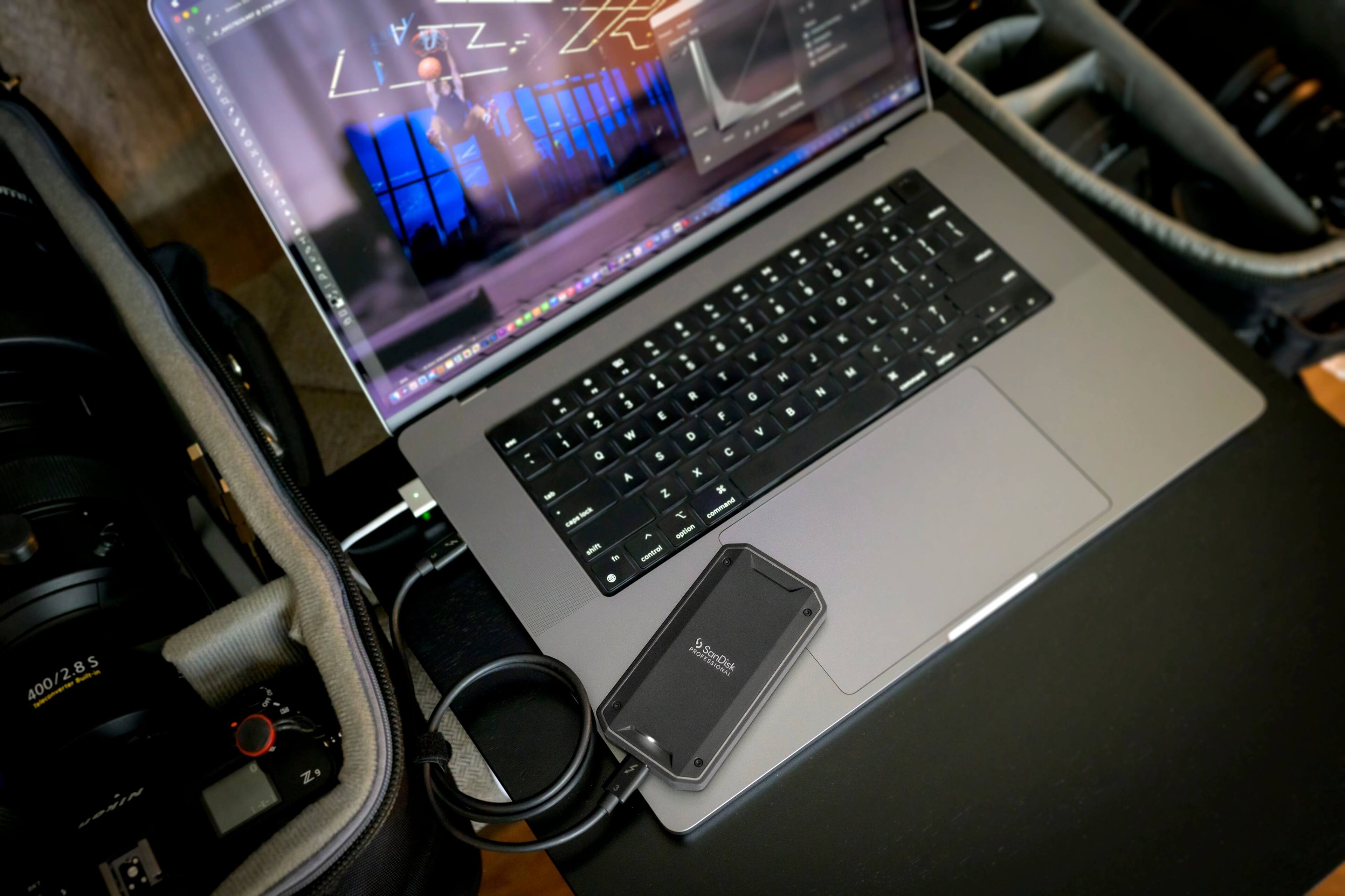 Alt View 1. SanDisk Professional - PRO-G40 SSD 2TB External Thunderbolt 3 and USB-C NVMe Portable SSD - Black.