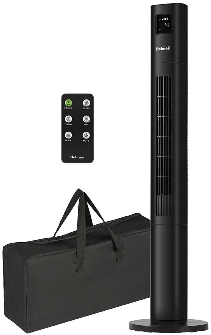 Angle View: Holmes - 45'' Digital Stack n Connect Tower Fan with ClearRead display - Black