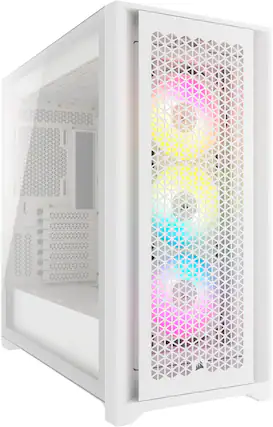 Front. CORSAIR - iCUE 5000D RGB AIRFLOW ATX Mid-Tower PC Case - True White.