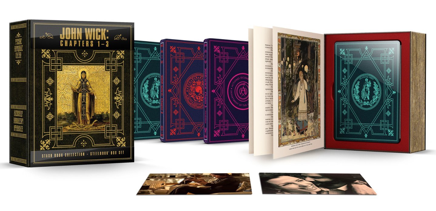 Zoom in on Front Zoom. John Wick 1-3 Stash Book Collection [SteelBook] [4K Ultra HD Blu-ray/Blu-ray] [Only @ Best Buy].