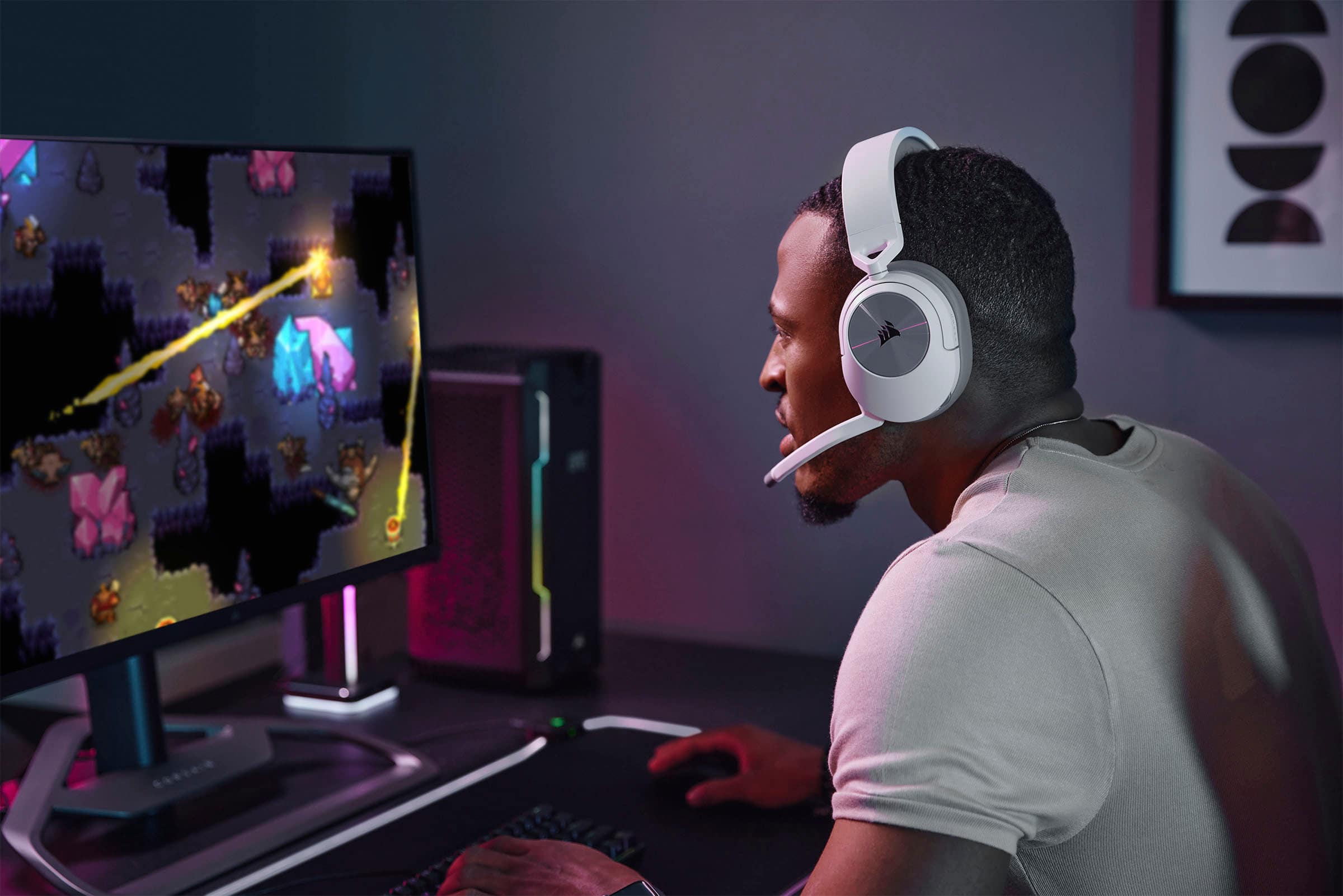 Alt View 20. CORSAIR - HS Series HS55 Wireless Gaming Headset for PC, PS5, and Mobile - White.