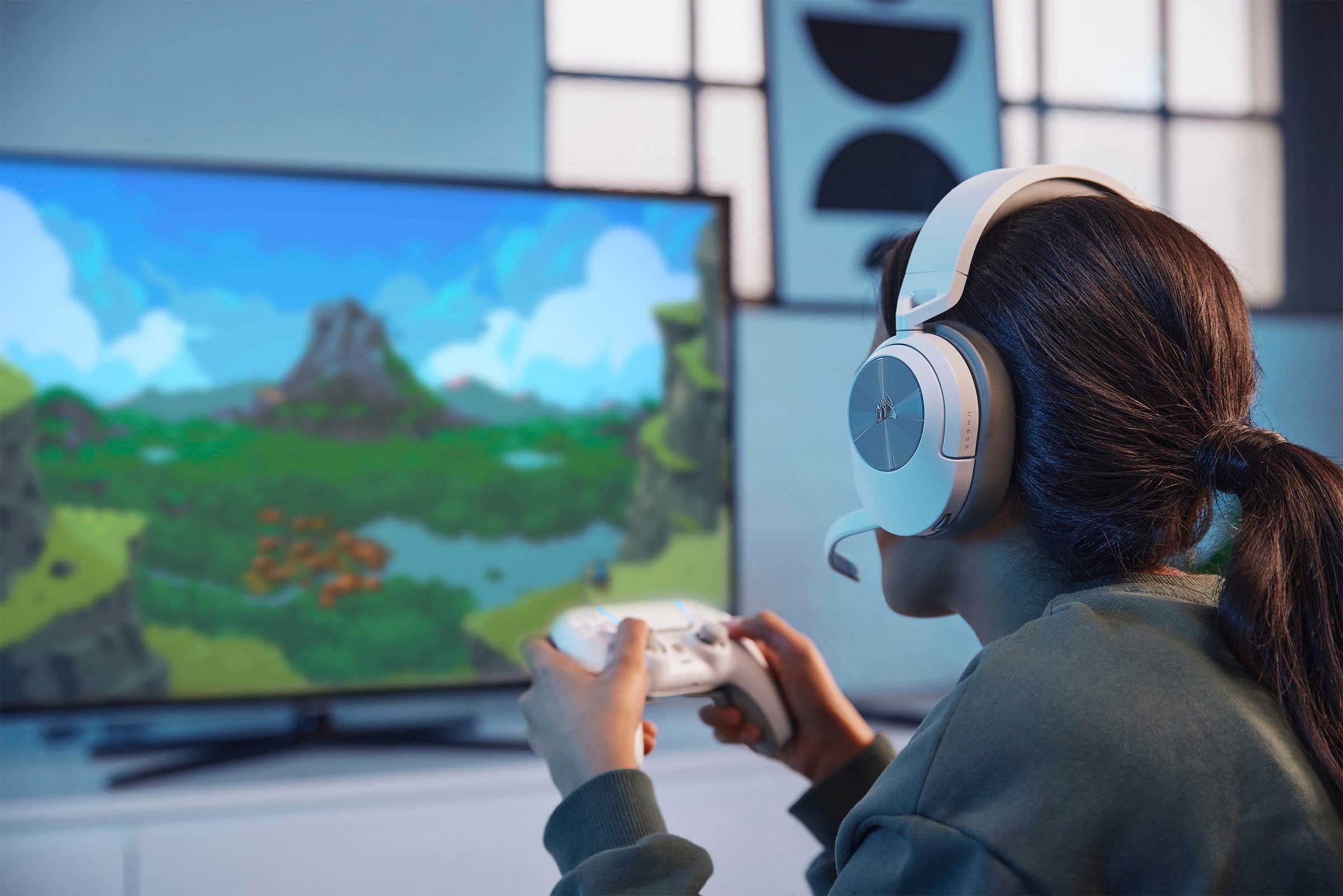 Alt View 21. CORSAIR - HS Series HS55 Wireless Gaming Headset for PC, PS5, and Mobile - White.