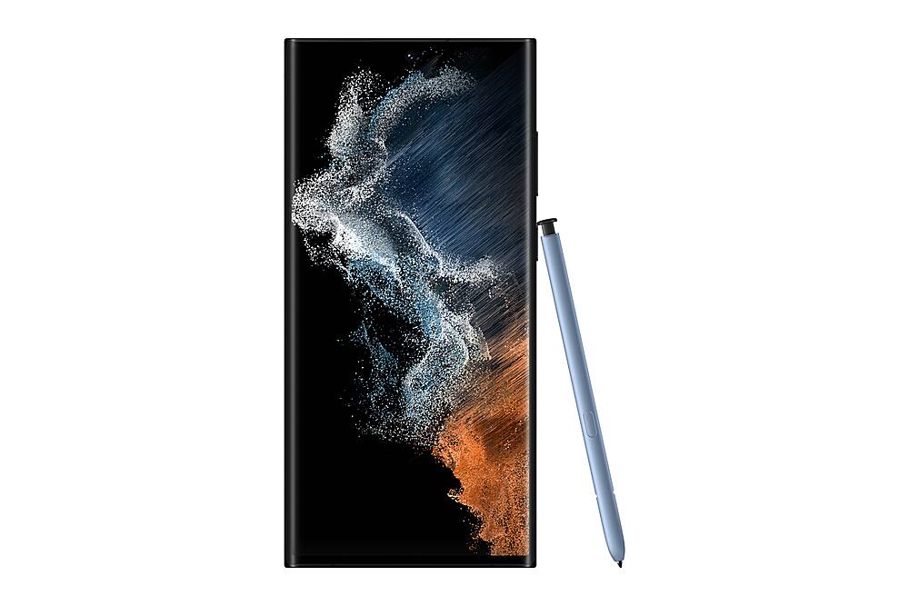 Left. Samsung - Pre-Owned Galaxy S22 Ultra 5G 128GB (Unlocked) - Sky Blue.