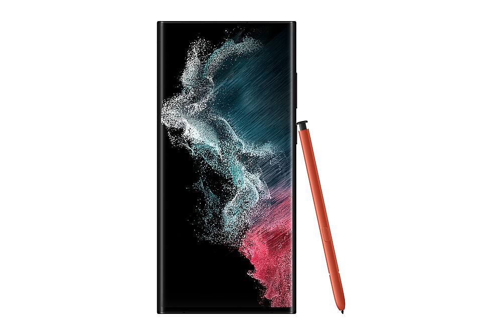 Left. Samsung - Pre-Owned Galaxy S22 Ultra 5G 128GB (Unlocked) - Red.